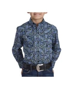 Roper Boys' Paisley Button Down Shirt