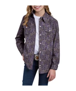 Roper Girls' Paisley Button Down Shirt