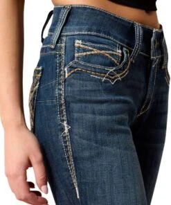 Ariat Women's R.E.A.L. Mid Rise Stretch Entwined Festival Boot Cut Jean -Cowpokes Onlines.com 10025286 3