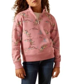 Ariat Girls' Bronc Scene 1/4 Zip Pullover