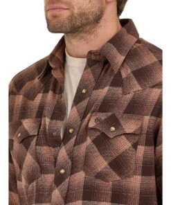 Wrangler Men's Flannel Western Snap Shirt -Cowpokes Onlines.com 112368072 c