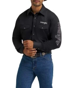 Wrangler Men's Logo Western Snap Shirt