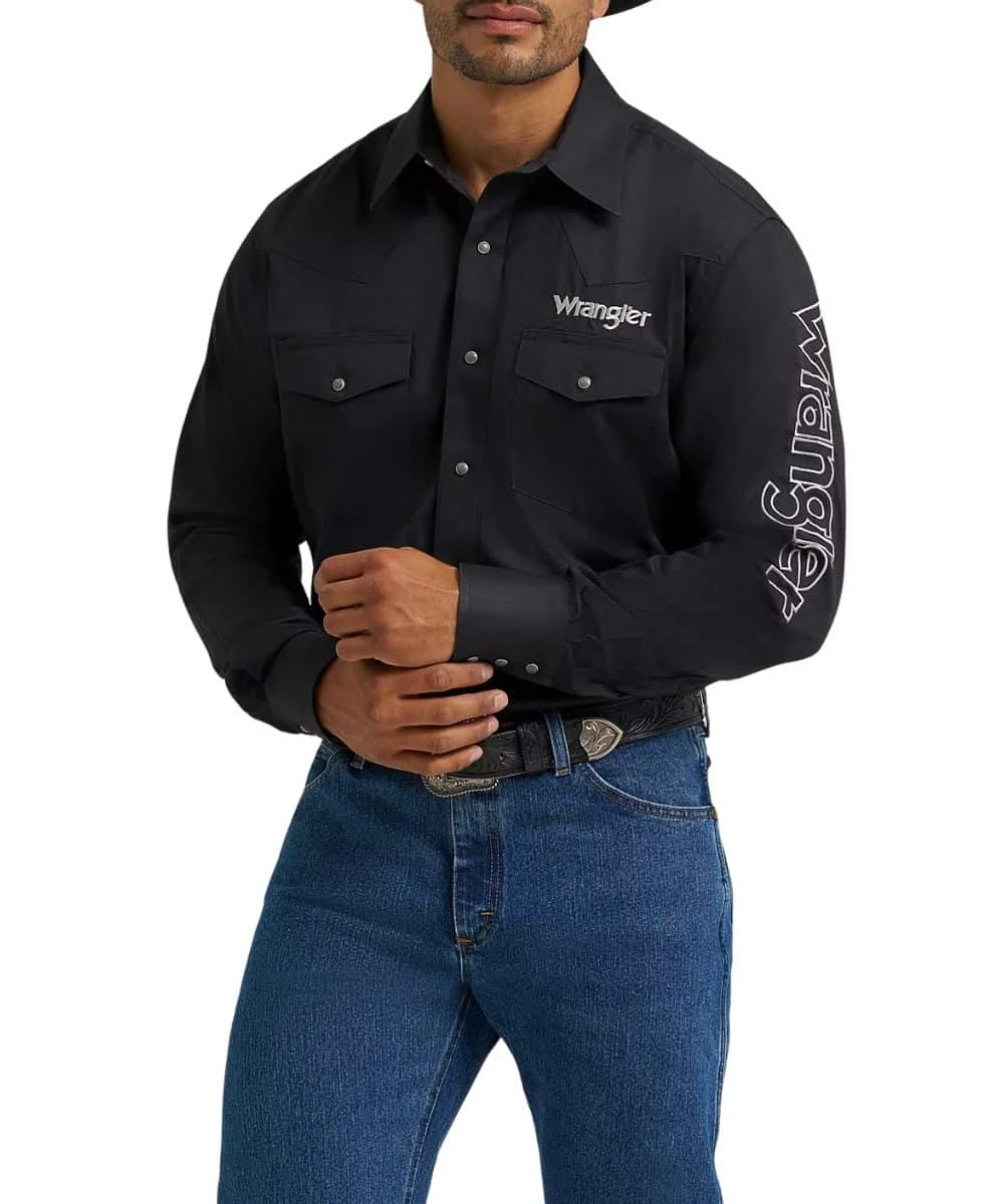 Wrangler Men's Logo Western Snap Shirt 1 Wrangler Men's Logo Western Snap Shirt
