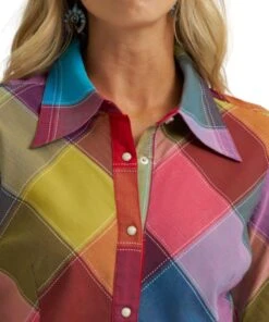 Wrangler Women's Lainey Wilson Harlequin Snap Shirt -Cowpokes Onlines.com 112371988 2