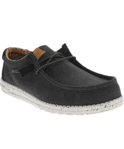 Hey Dude Men's Black Wally Washed Canvas Casual Shoe
