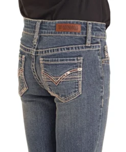 Rock & Roll Cowgirl Girls' Cowhide Boot Cut Jean -Cowpokes Onlines.com BG4MD05374 c