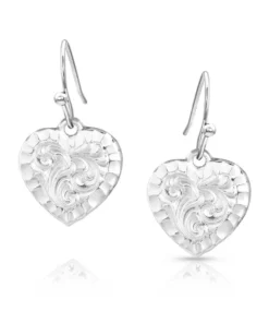 Montana Silversmiths Women's Chiseled Heart Earrings