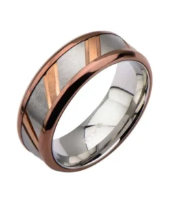 Inox Men's Diagonal Lines Ring