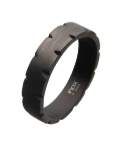 Inox Men's Chiseled Gun Metal Ring