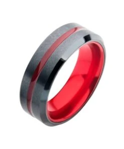 Inox Men's Red Inlay Ring
