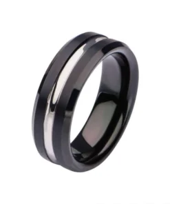 Inox Men's Black & Steel Nero Ring