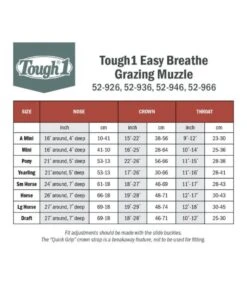 Tough1 Easy Breathe Grazing Muzzle -Cowpokes Onlines.com Grazing Muzzle Size Chart