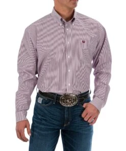 Cinch Men's Striped Tencel Button Down Shirt