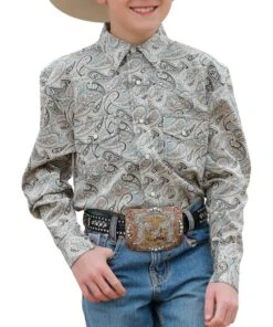 Cinch Boys' Paisley Snap Shirt