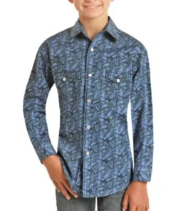 Rock & Roll Cowboy Boys' Paisley Snap Shirt