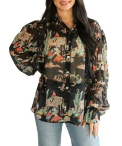 Turquoise Haven Women's Chiffon Blouse